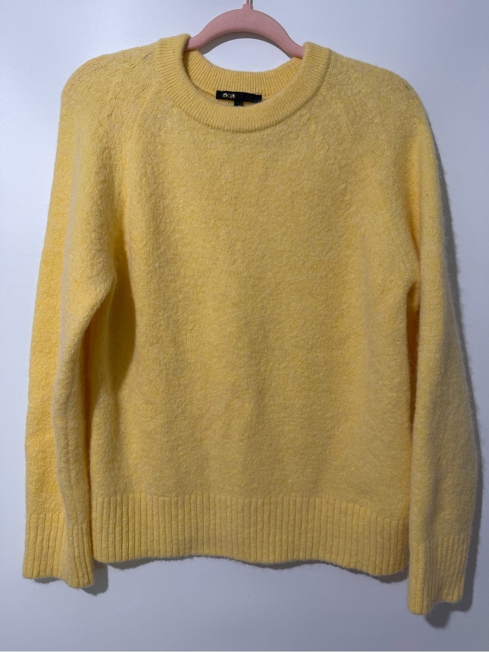 Maje Yellow Crewneck Sweater Alpaca Wool Blend Size 1 or US S